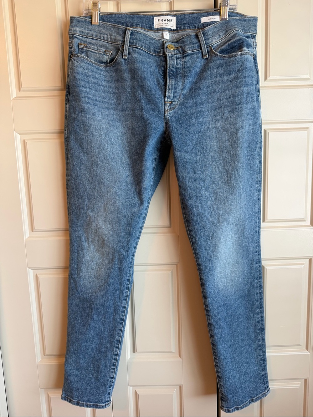 Frame Denim Le Garson Boyfriend Blue Stretch Denim Jeans